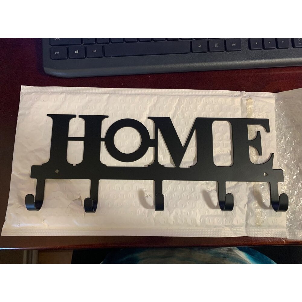 NEW HOME Key Ring Hooks Rack Black Metal Decor Modern Farm Cottage Organizer Y2K